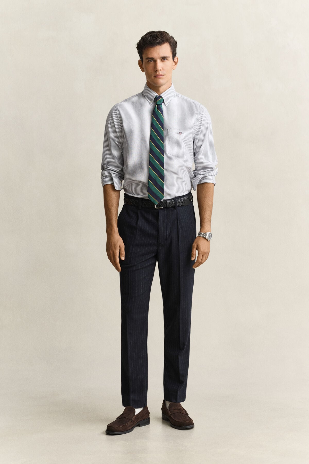 Tapered Wool Flannel Pants — EVENING BLUE
