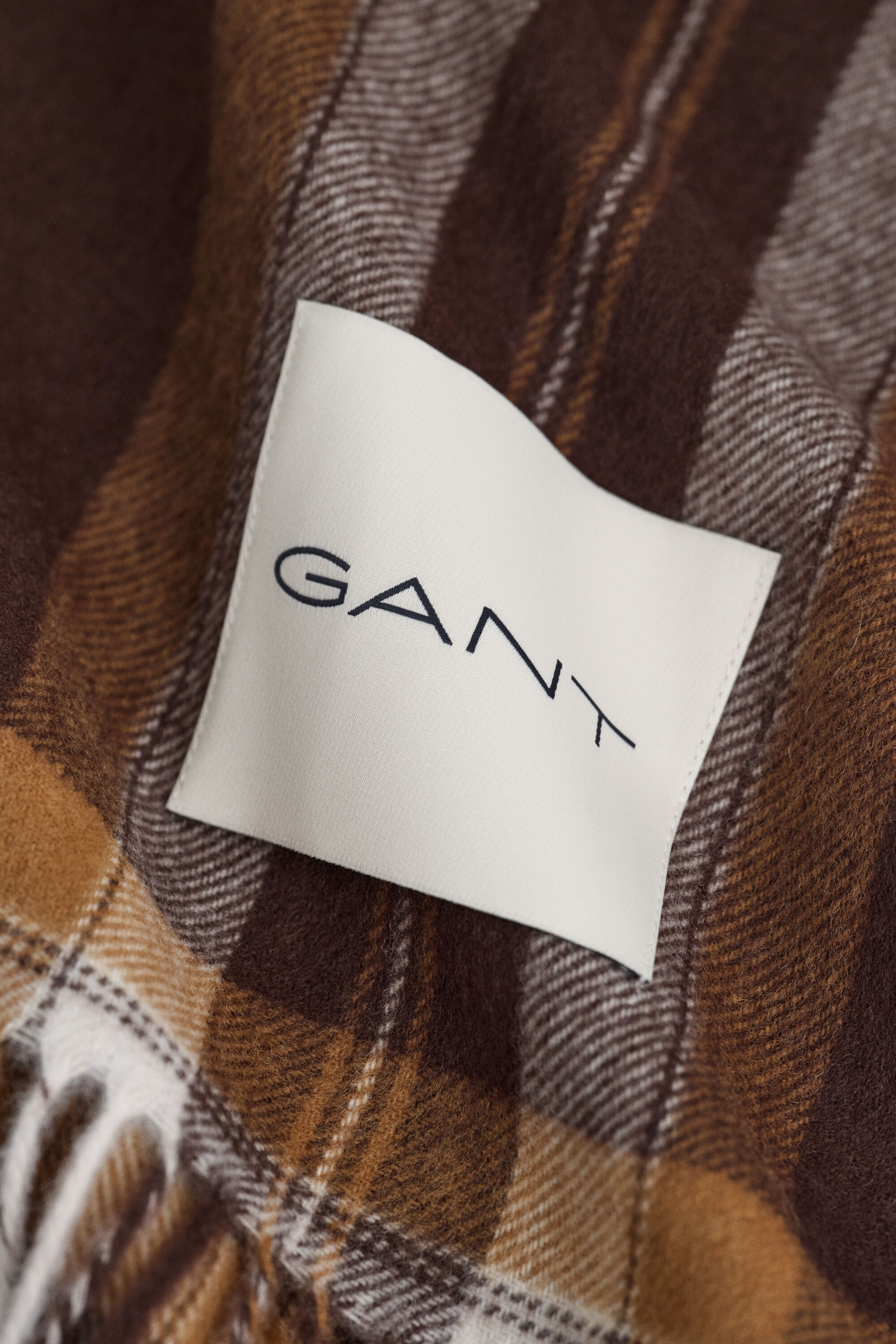 Tartan Wool Scarf — DEEP BROWN