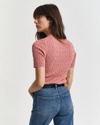 Stretch Cotton Cable Knit Sweater