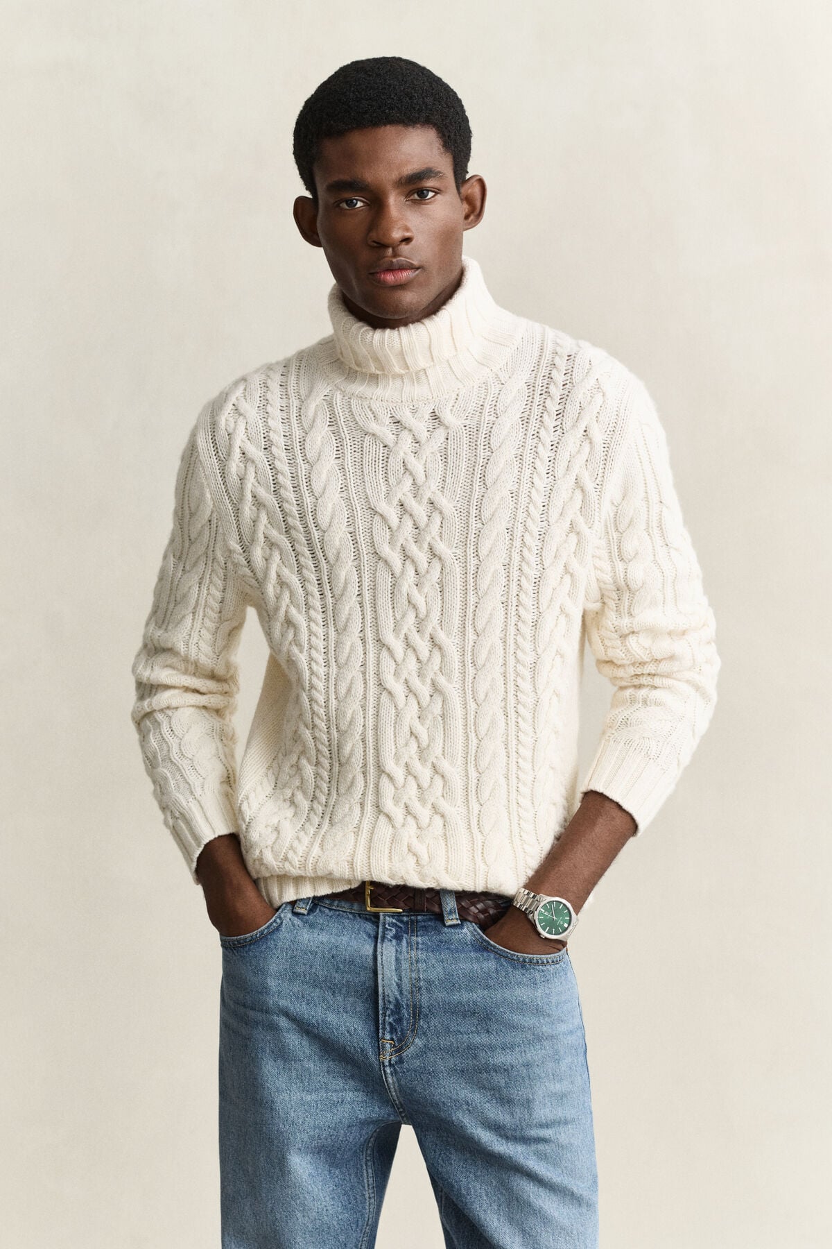 Wool Blend Turtleneck Sweater — CREAM