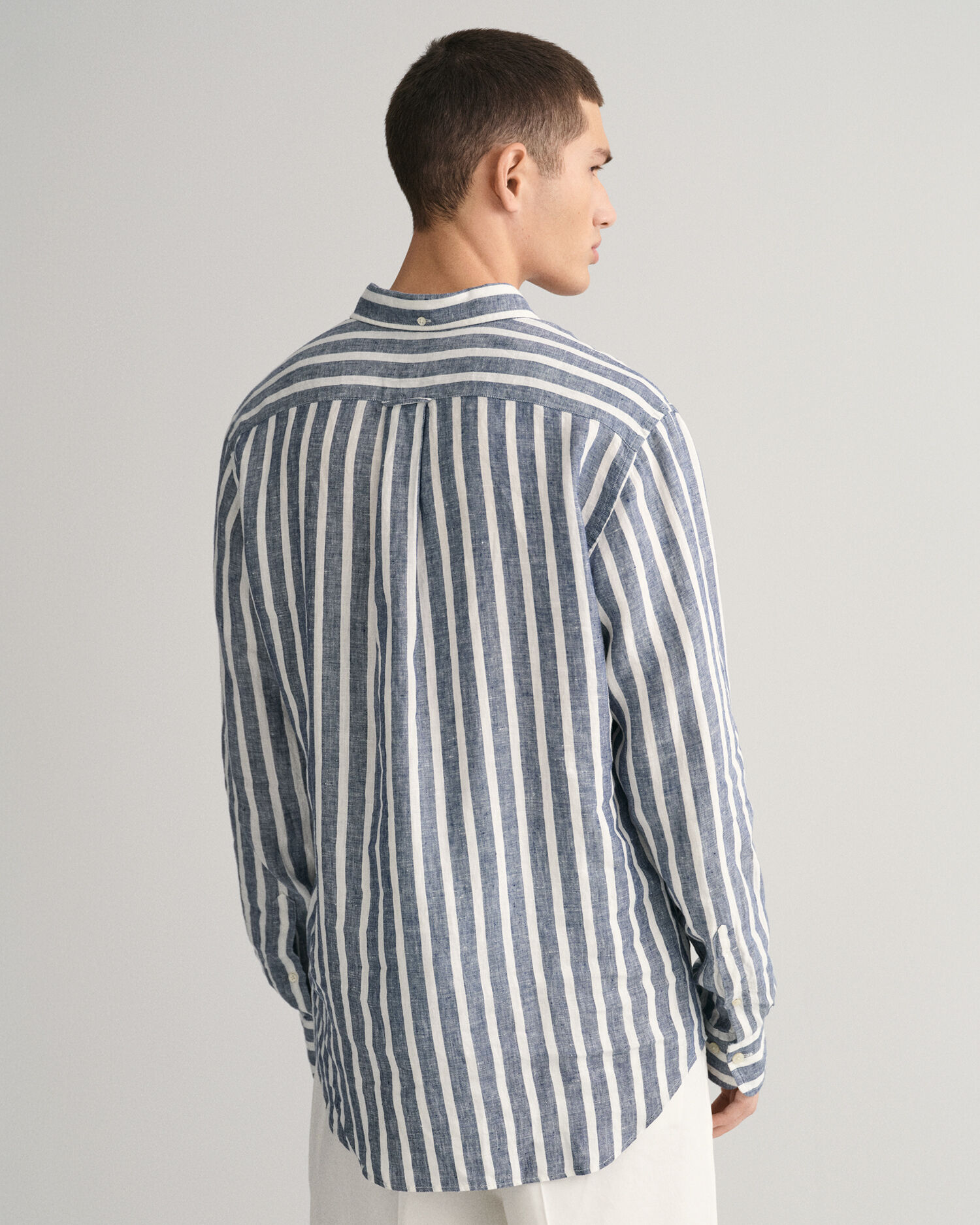 Regular Fit Wide Striped Linen Shirt