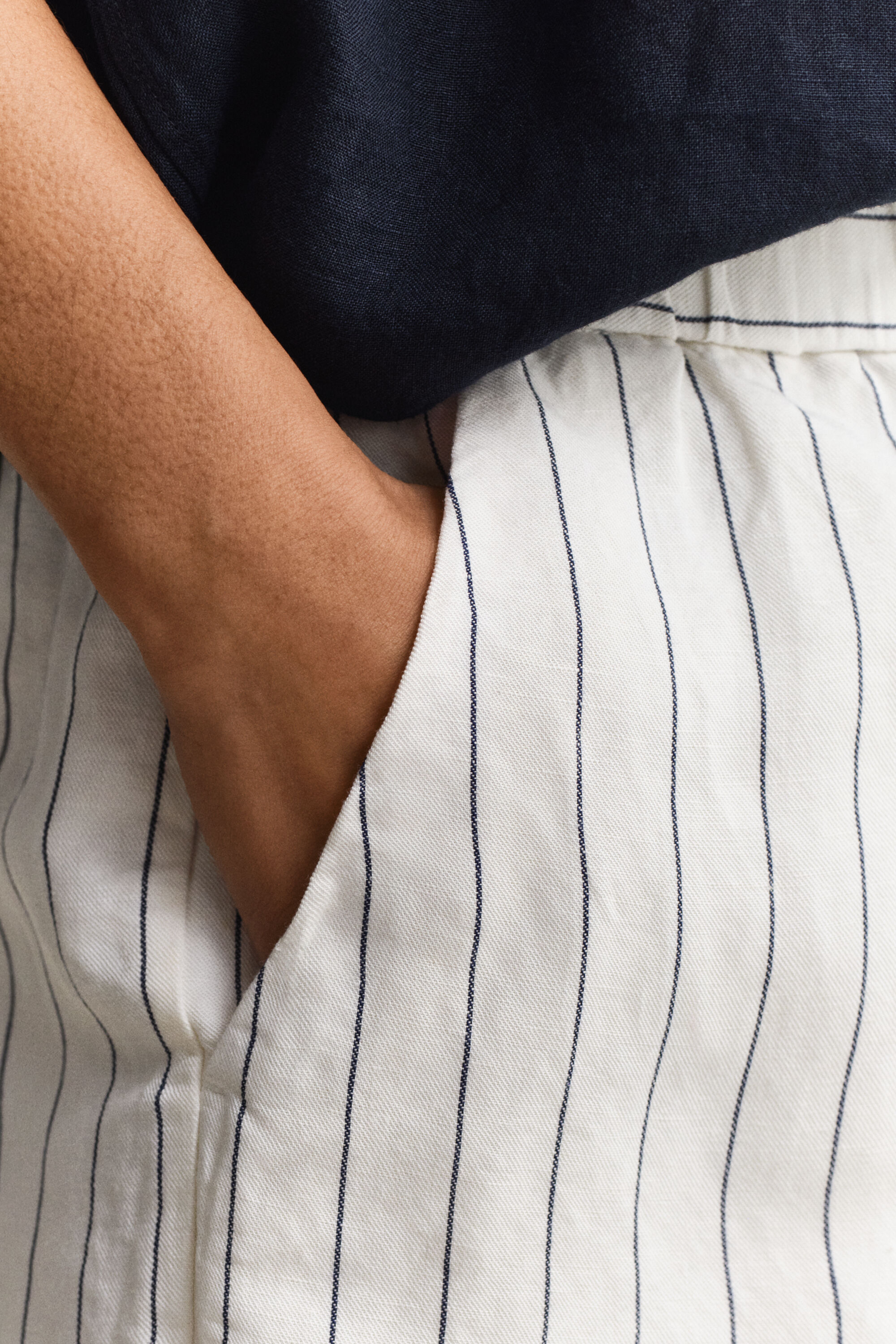 Striped Linen Blend Shorts