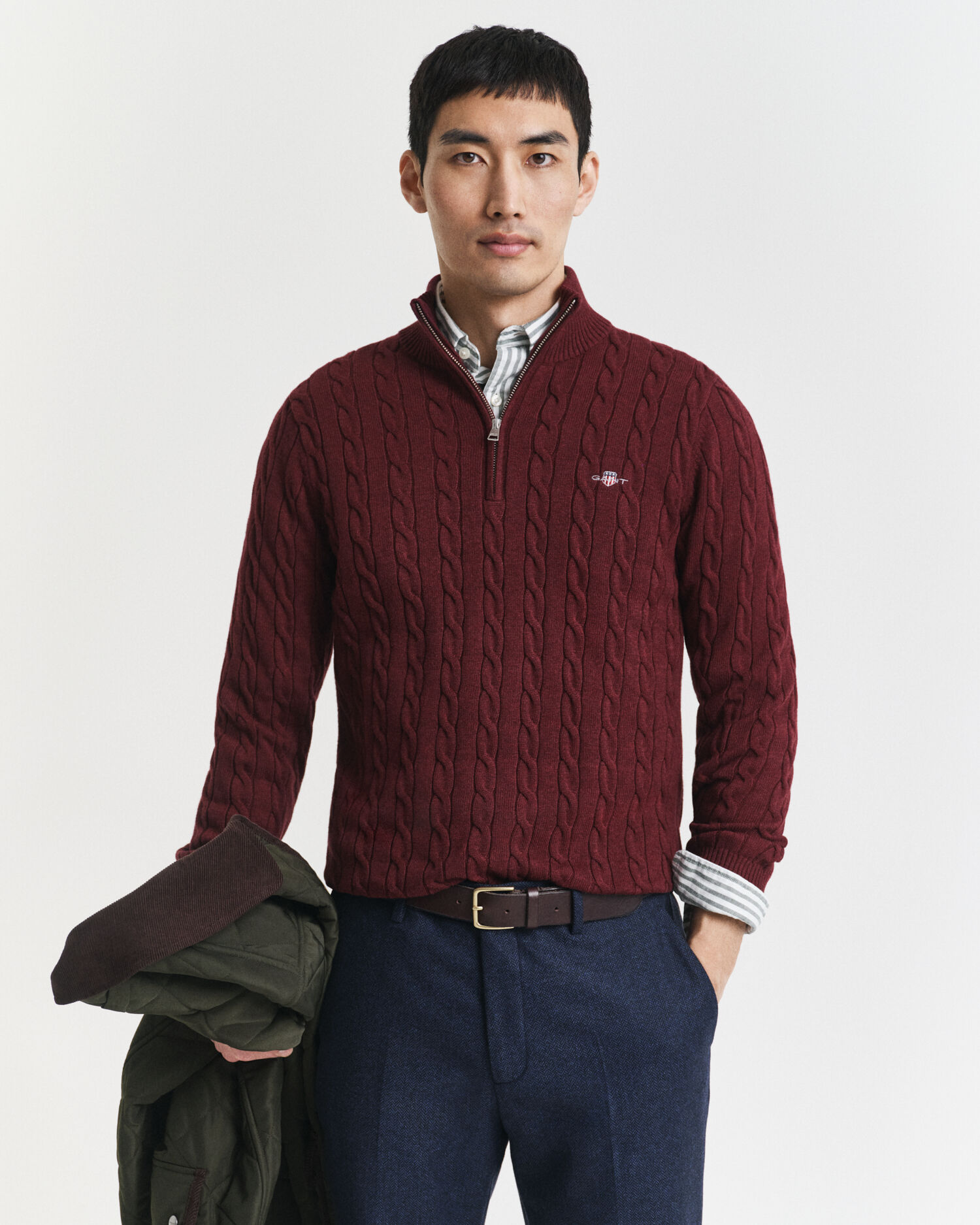 Cotton Cable Knit Half-Zip Sweater - GANT