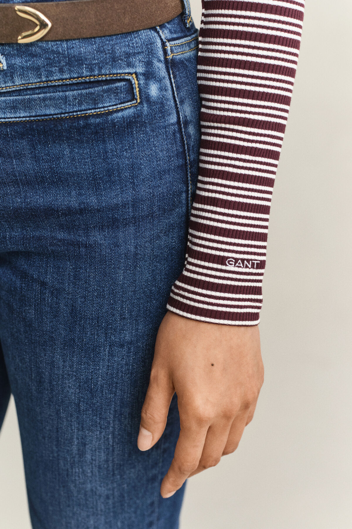 Ribbed Long Sleeve Henley Top — DARKENED WINE