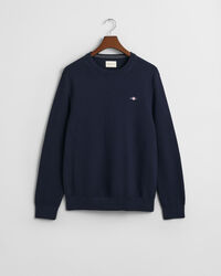 Micro Textured Cotton Crew Neck Sweater