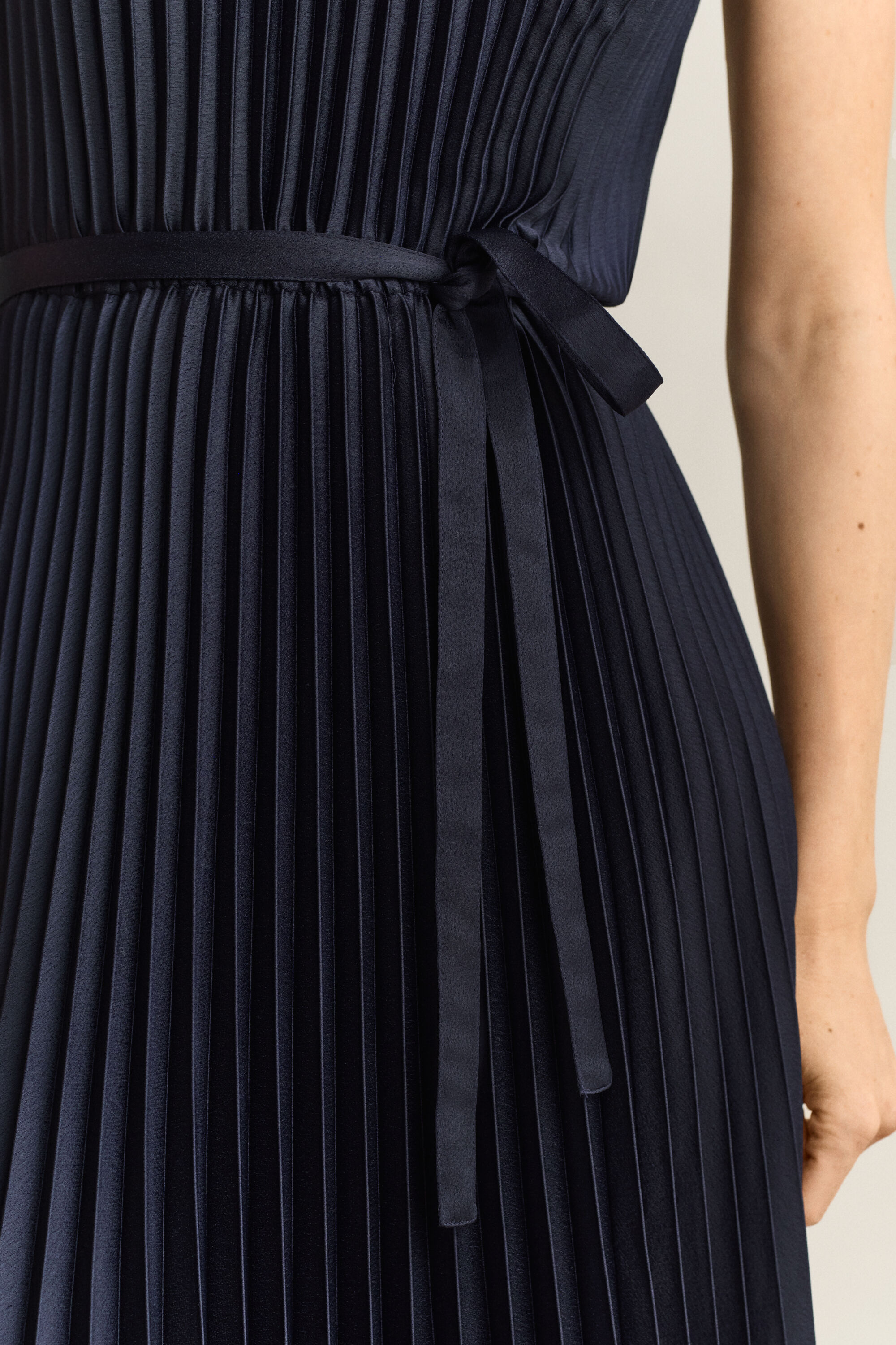 Pleated Belted Dress