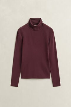 Ribbed Turtleneck Top — DARKENED WINE 2
