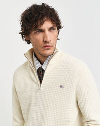 Textured Cotton Half-Zip Sweater