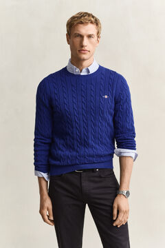 Classic Cable Knit Sweater — CRISP BLUE 4