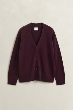 Superfine Lambswool Cardigan — DARKENED WINE 1