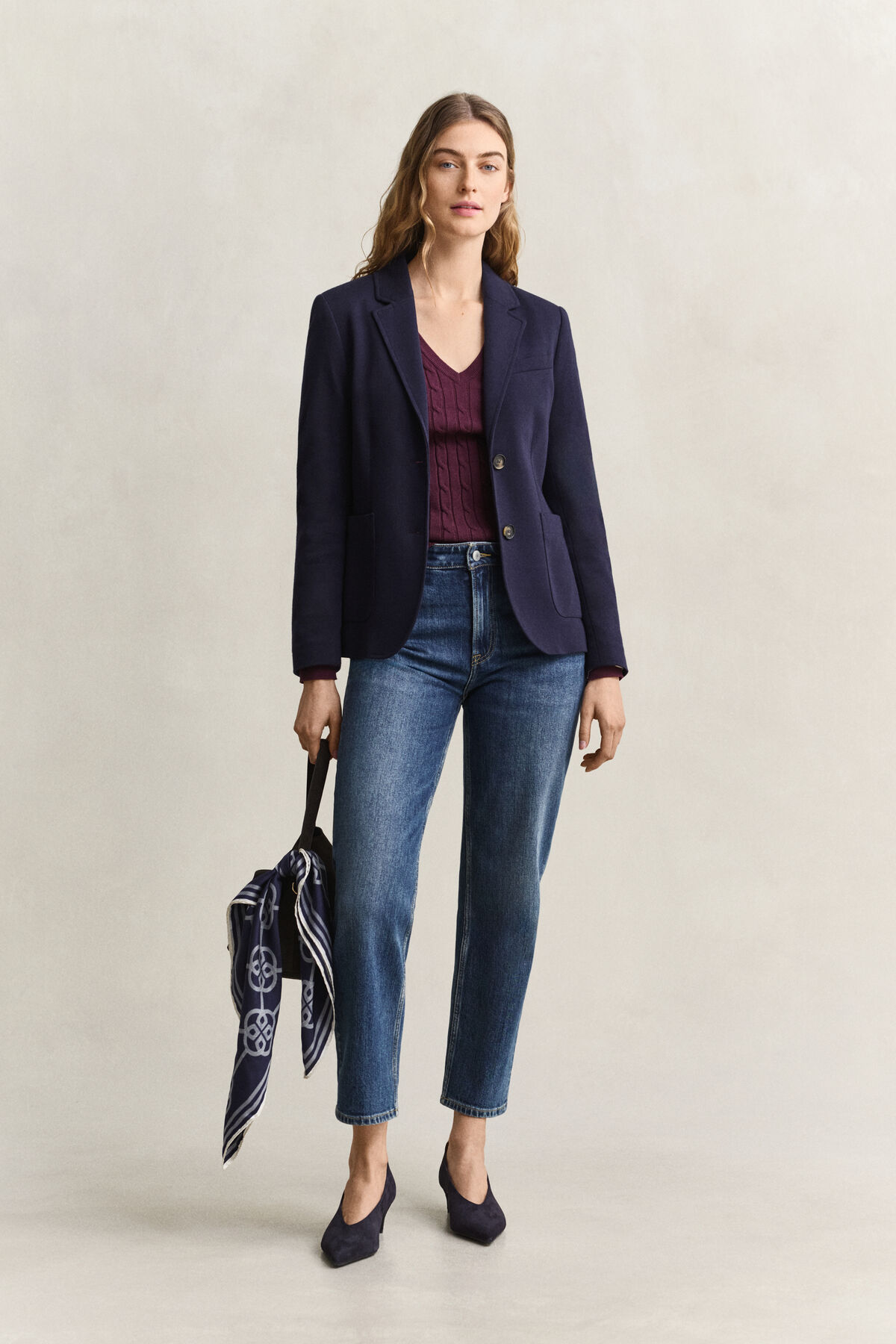 Classic Cable Knit Sweater — DARKENED WINE