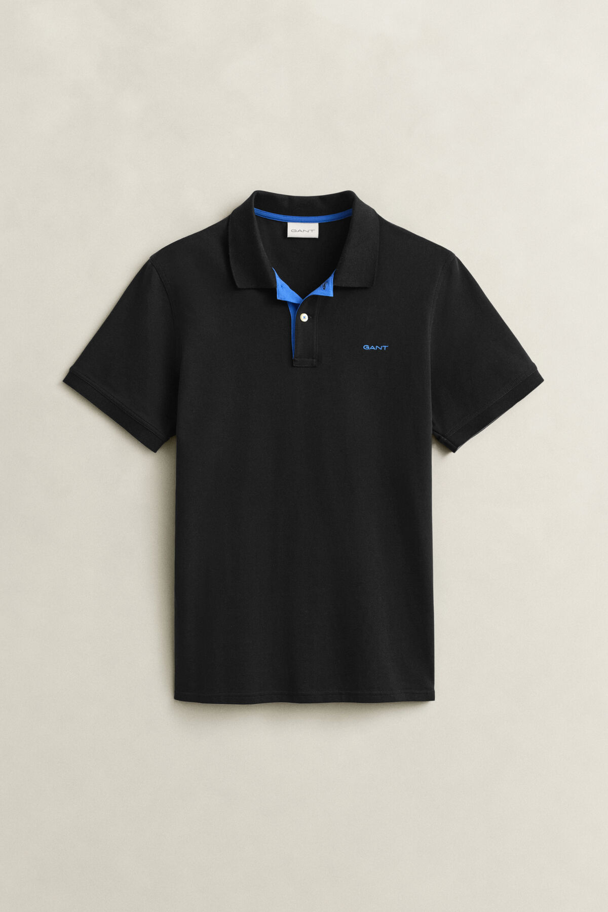 Contrast Piqué Polo Shirt — BLACK