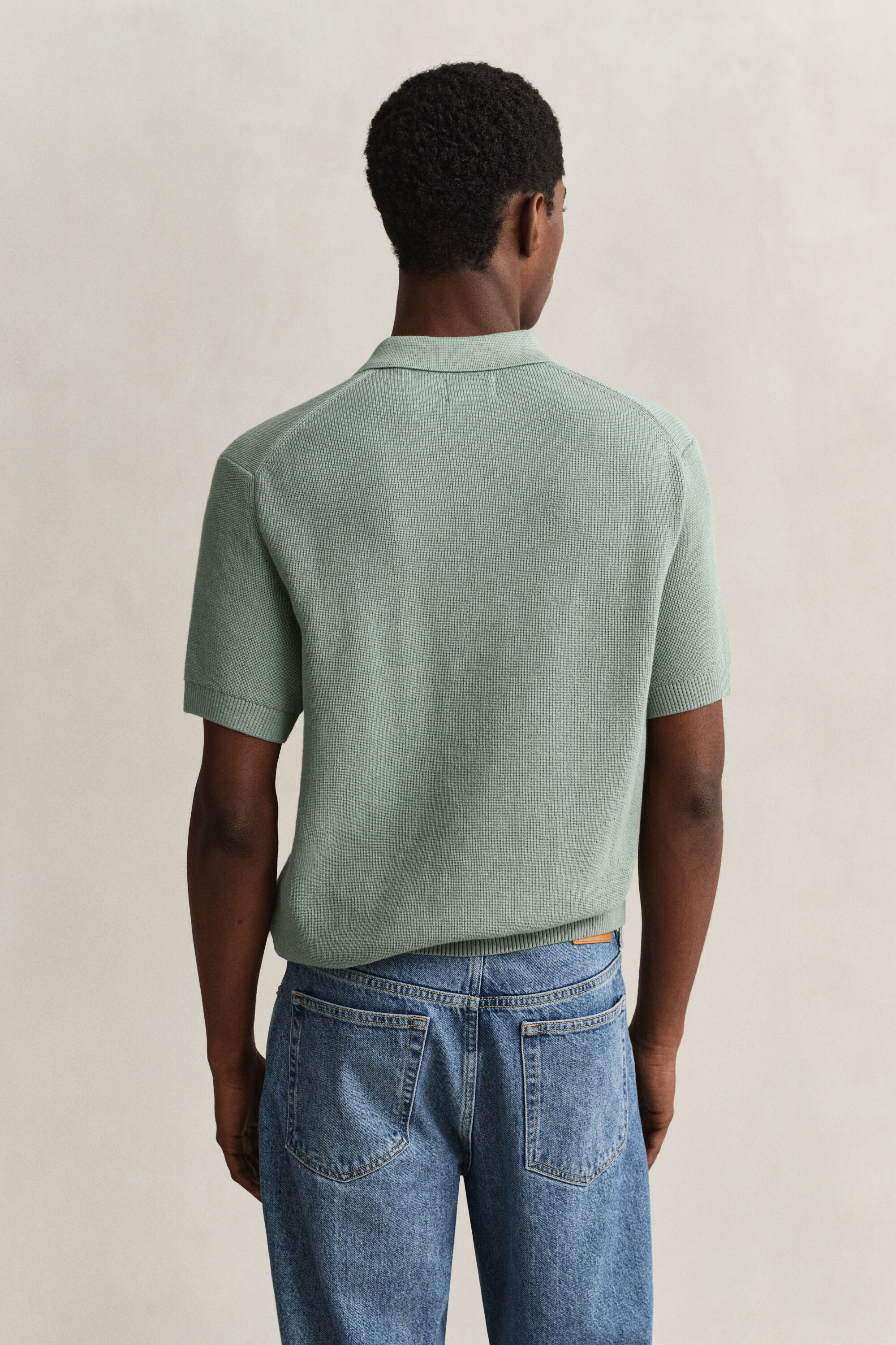 Ribbed Cotton Polo Sweater