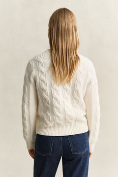 Wool Blend Cable Knit Sweater — CREAM 3