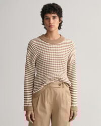 Striped Cotton Rib Crew Neck Sweater