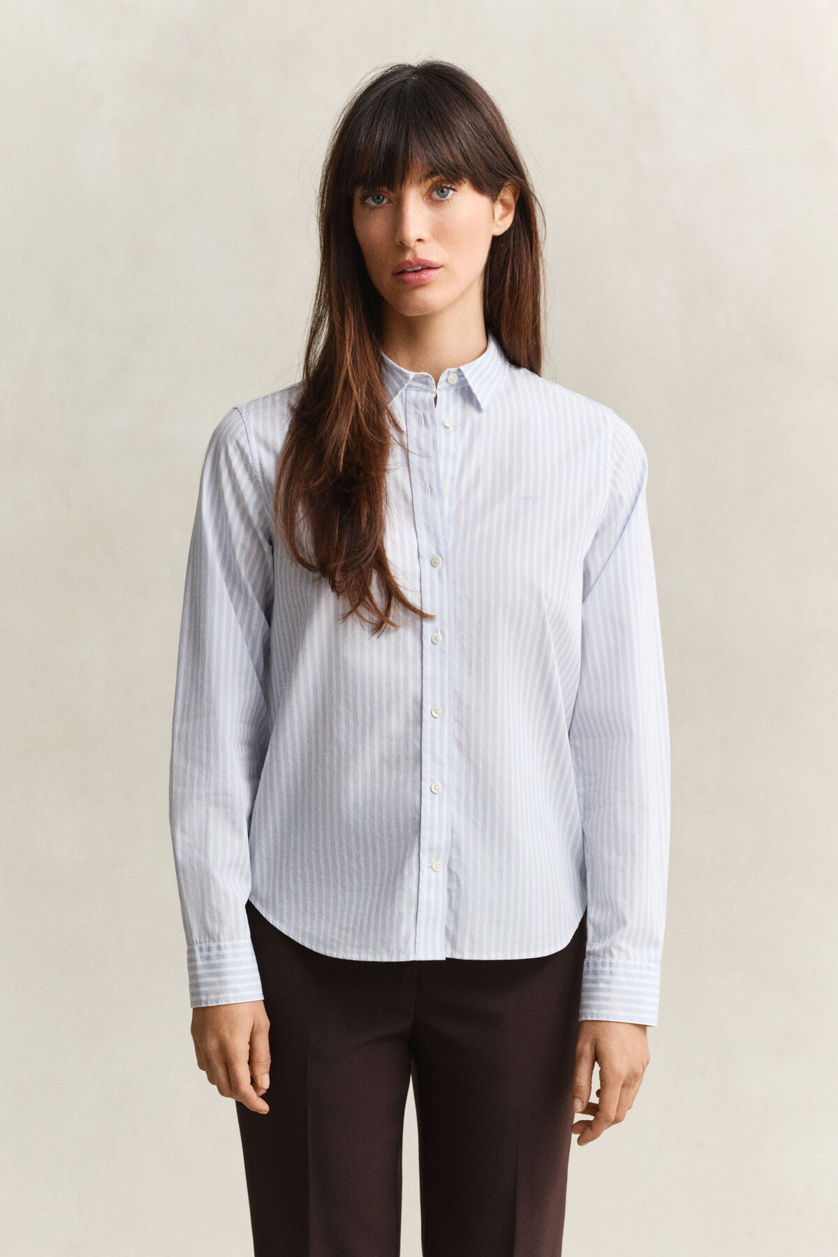 Classic Regular Striped Poplin Shirt — LIGHT BLUE