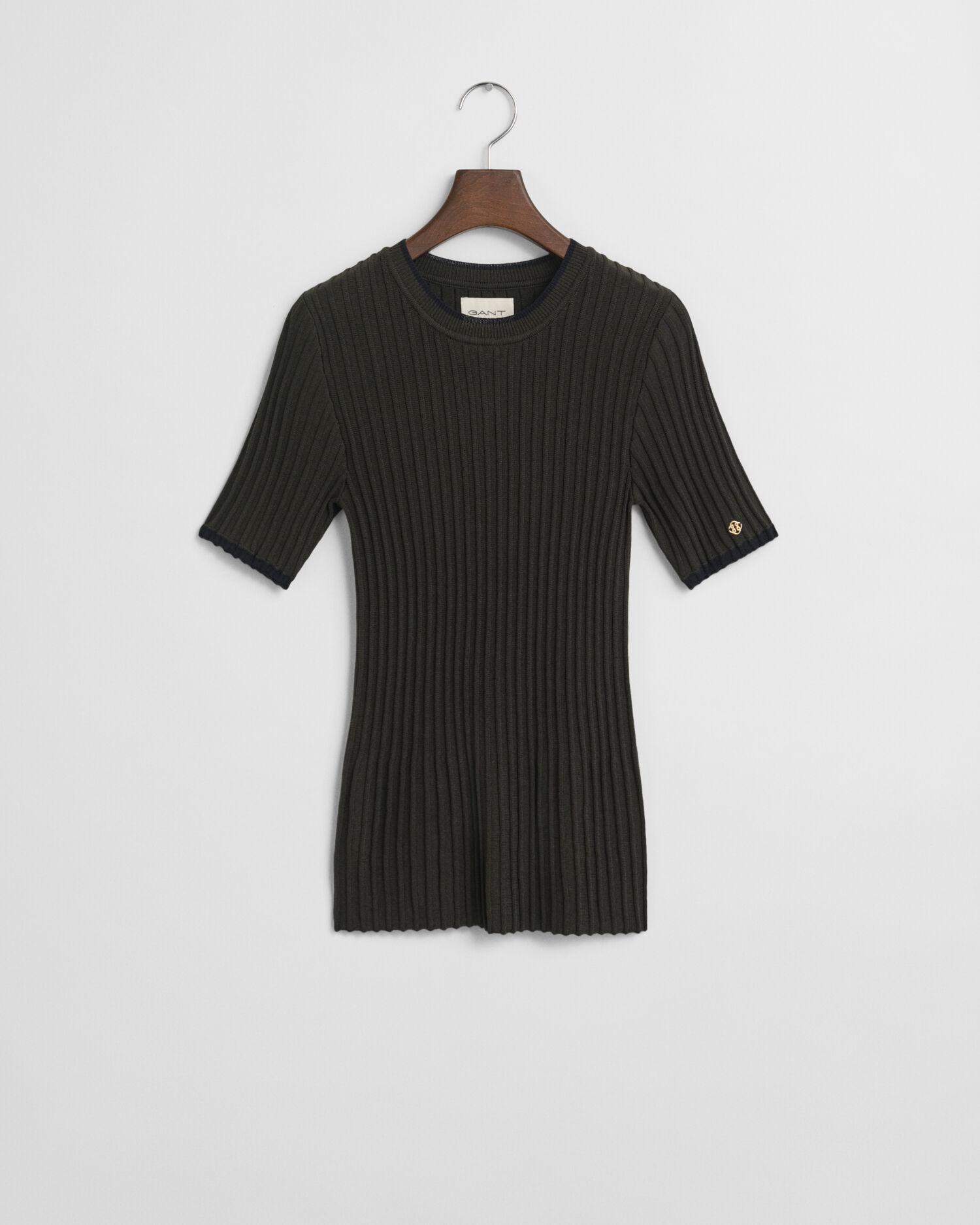 Contrast Ribbed Short Sleeve Sweater