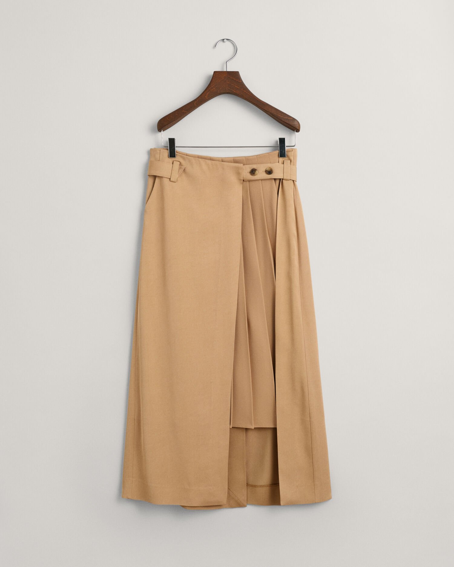 Pleated Chino Wrap Skirt