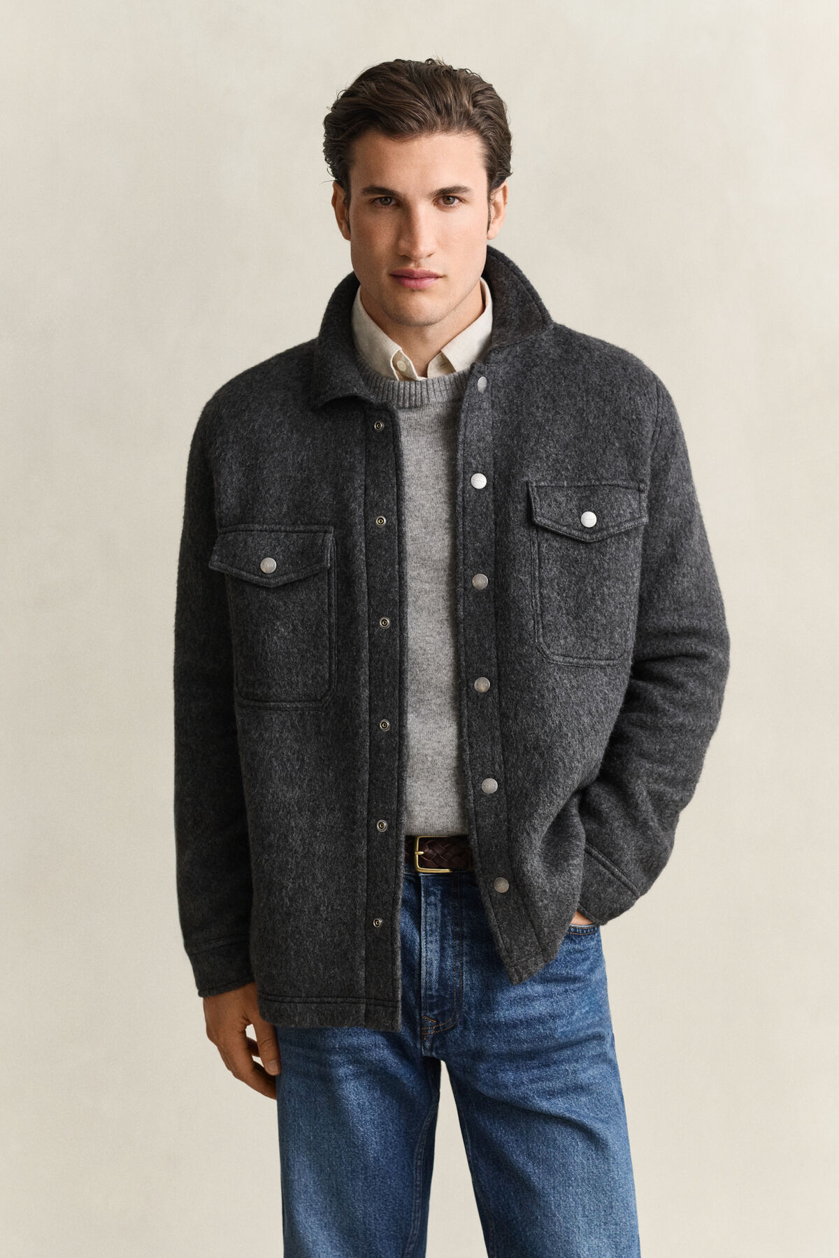 Fleece Overshirt — CHARCOAL MELANGE