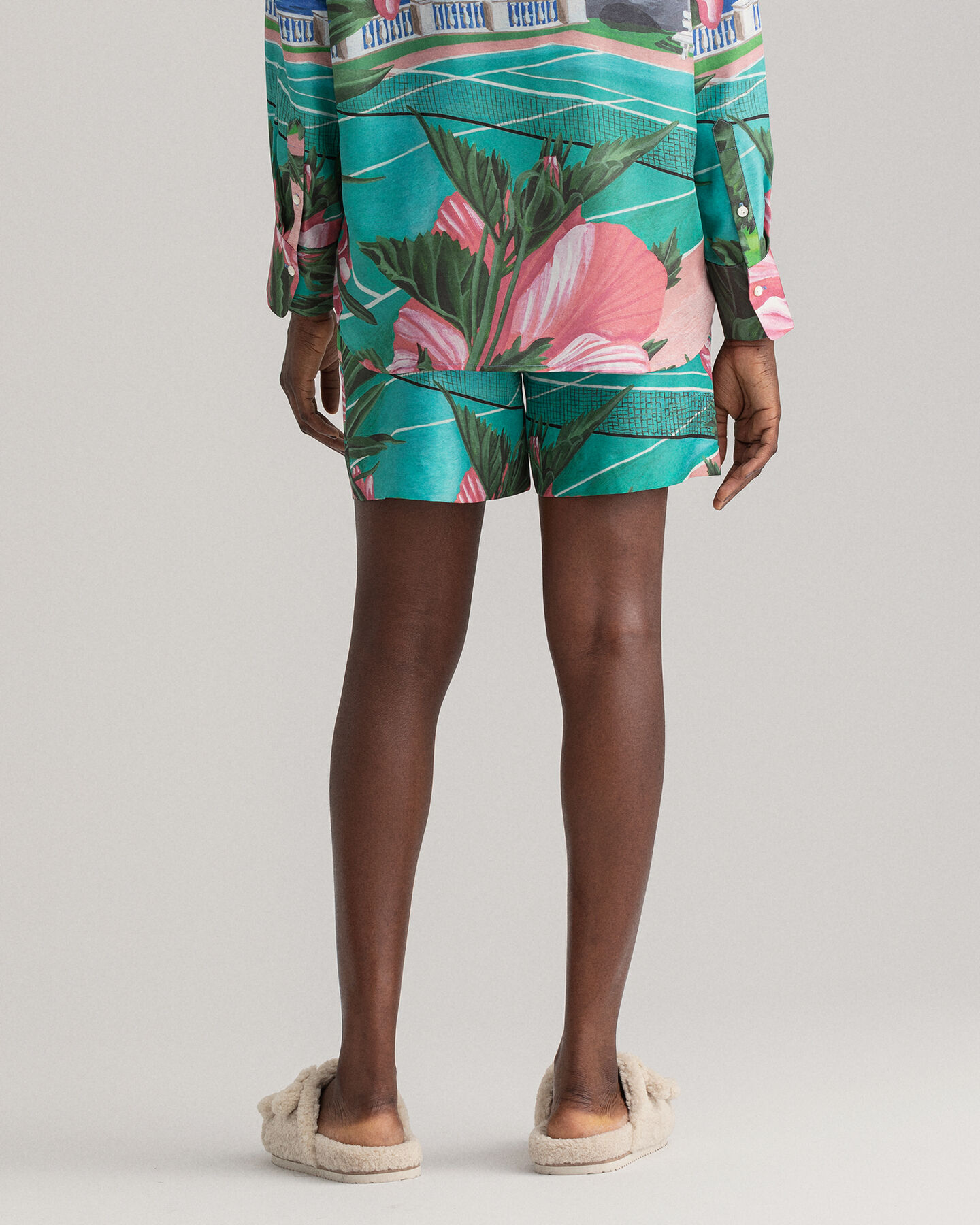 Scenery Print Drawstring Shorts