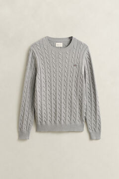 Classic Cable Knit Sweater — GREY MELANGE 1