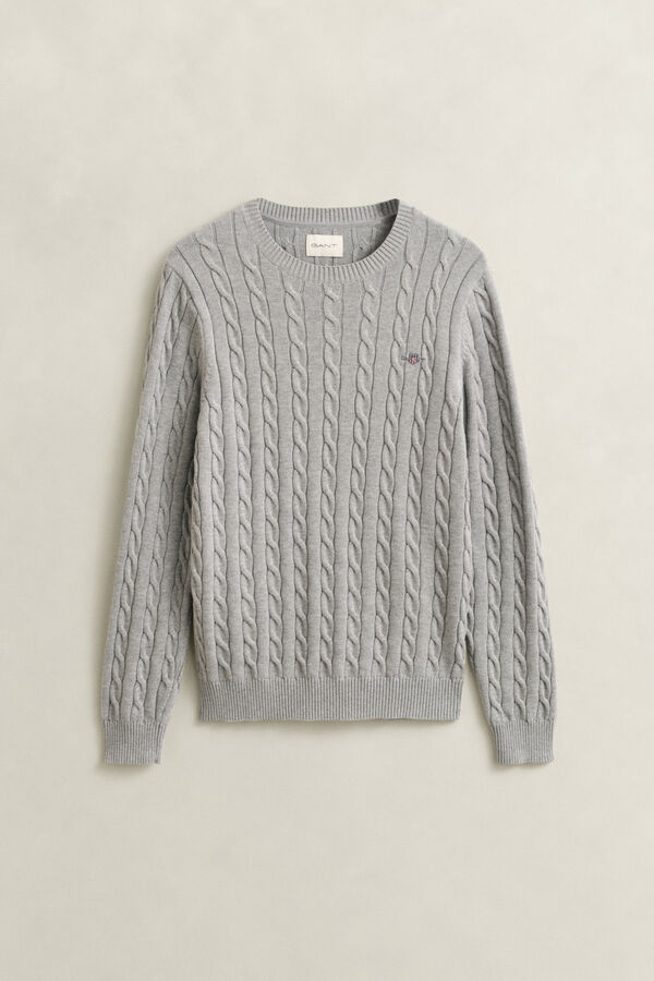 Classic Cable Knit Sweater — GREY MELANGE