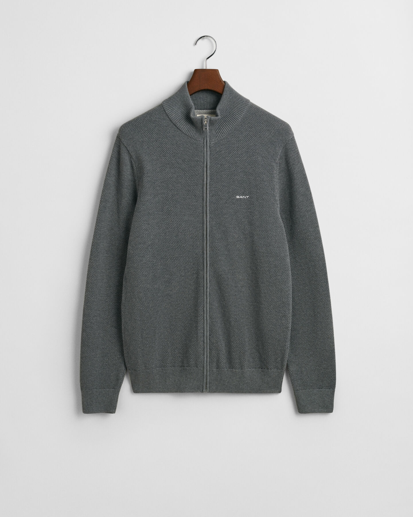 Cotton Piqué Zip Cardigan