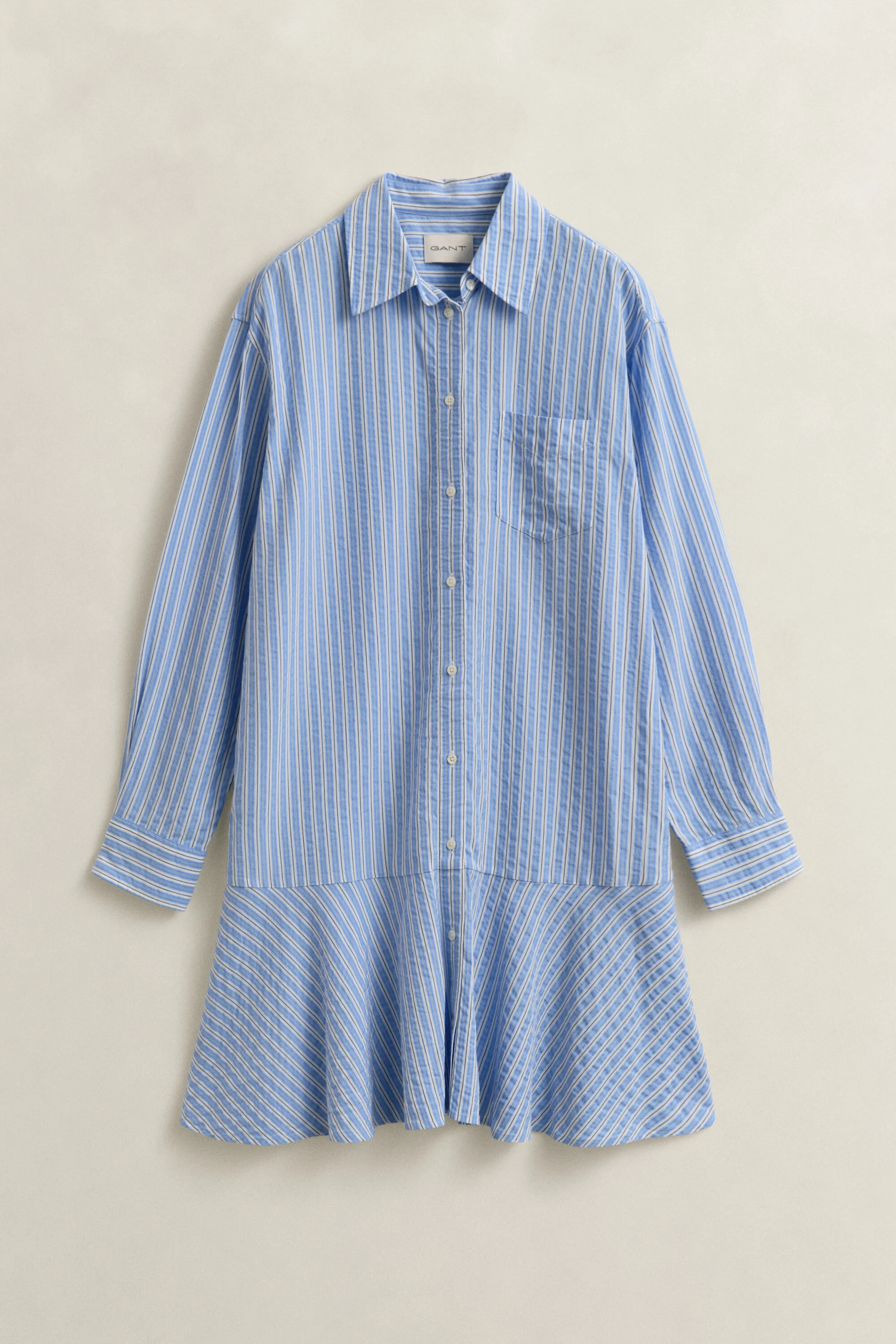 Striped Seersucker Shirt Dress
