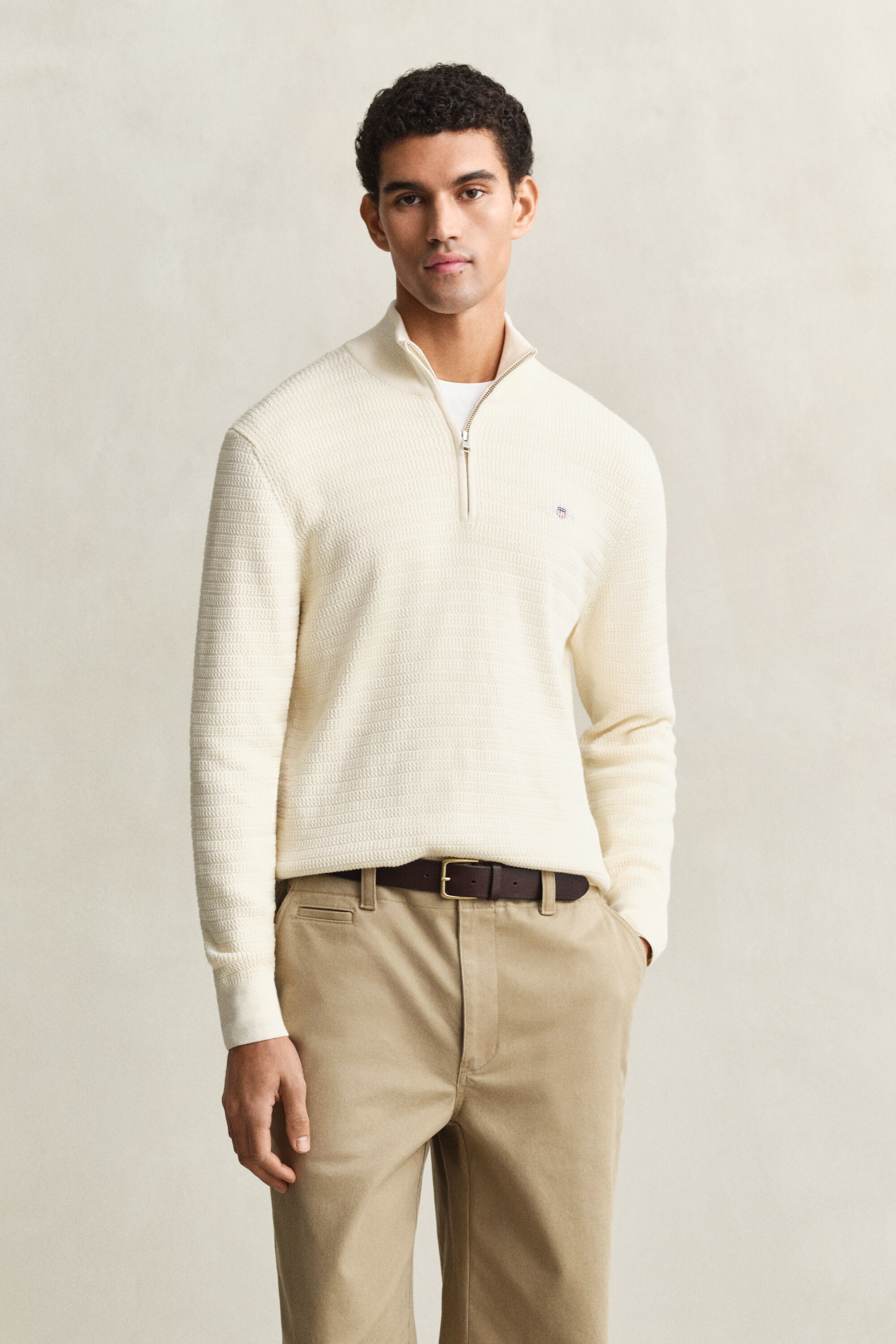 Mini Cable Knit Half-Zip Sweater