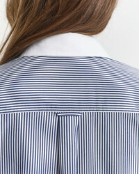 Oversized Contrast Collar Striped Shirt