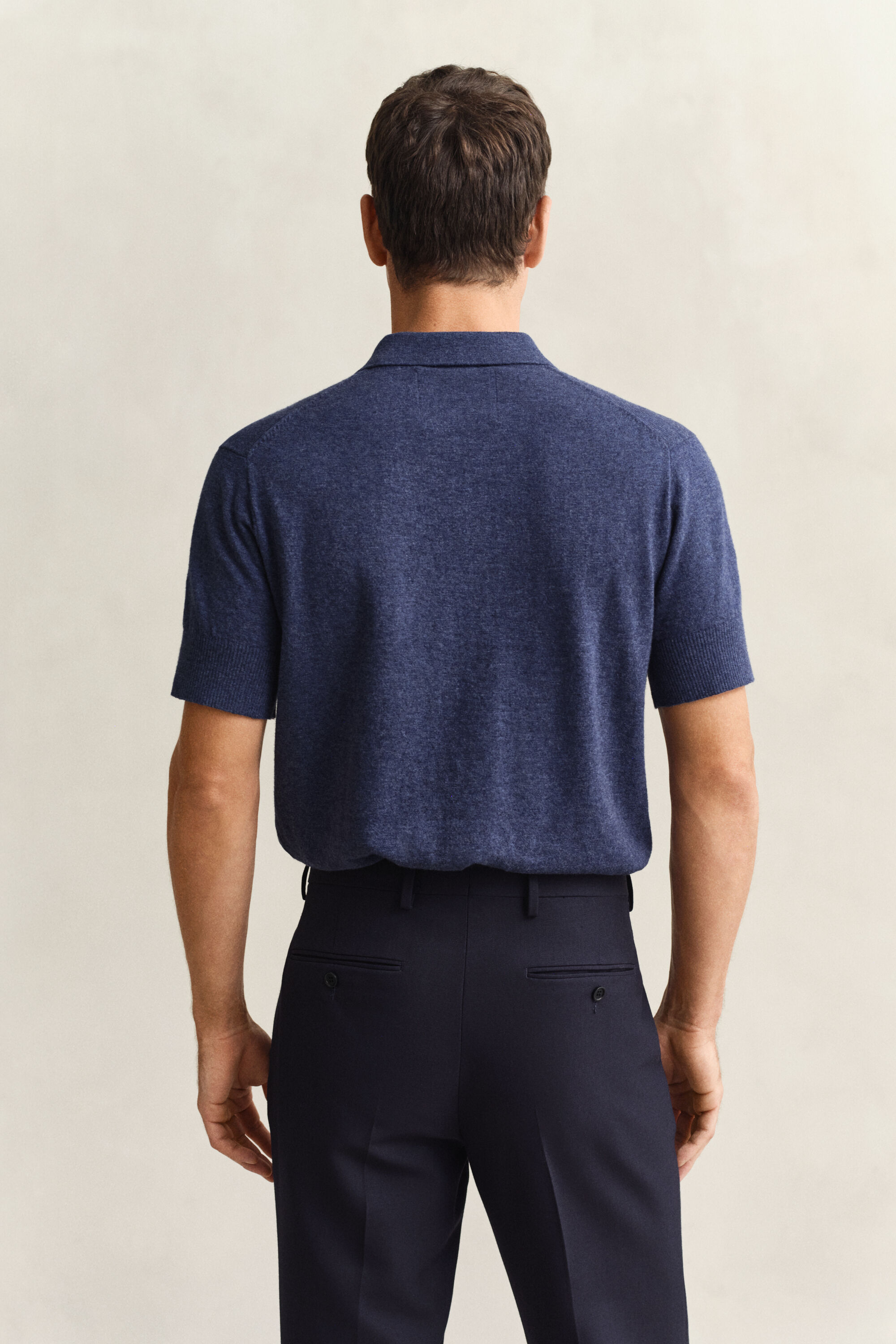 Slub Cotton Blend Short Sleeve Polo Sweater