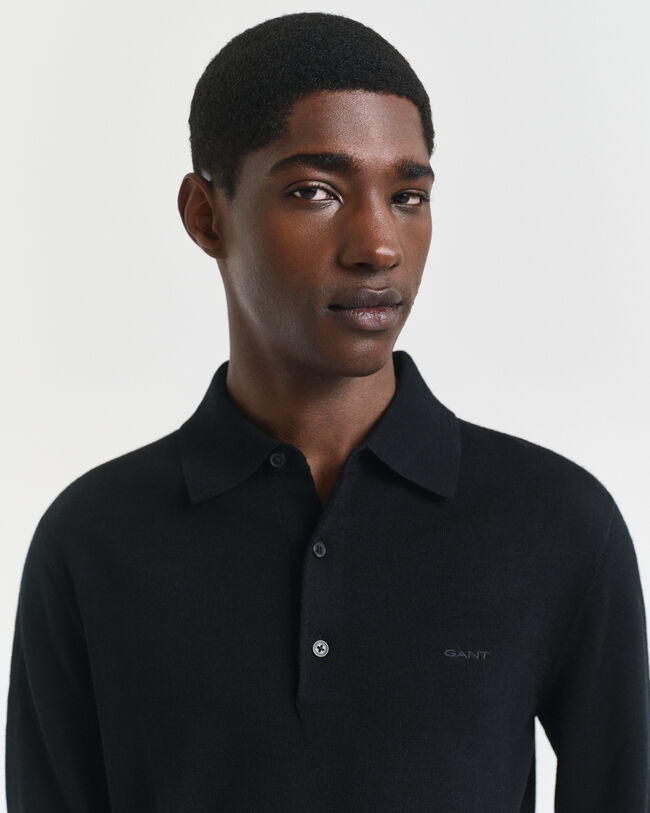 Extra Fine Merino Wool Polo Sweater