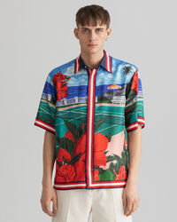 Relaxed Fit Scenery Silk Short Sleeve Shirt