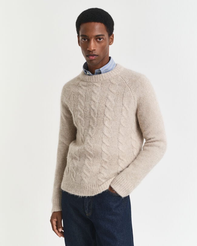 Cable Knit Crew Neck Sweater