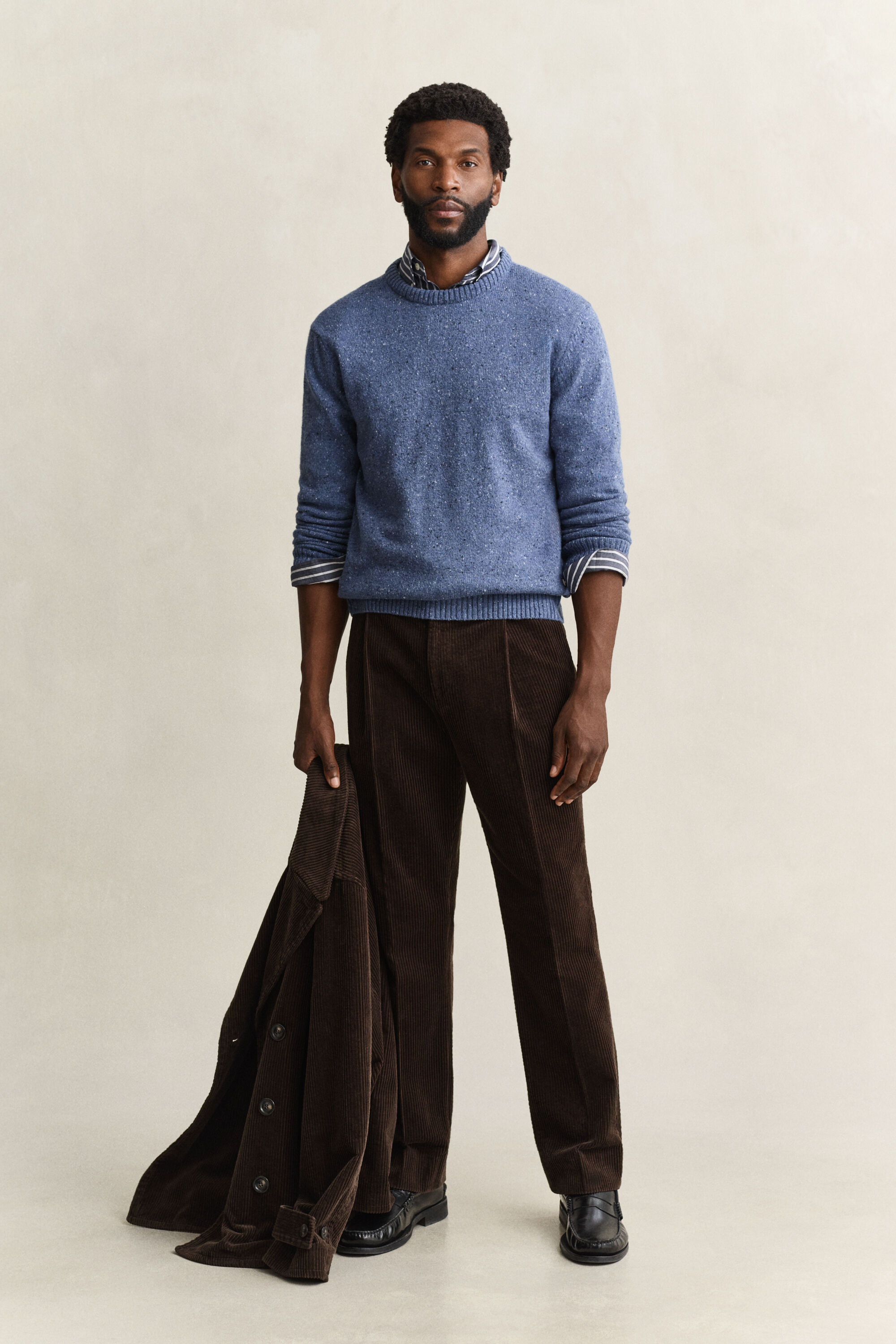Wool Blend Nepps Crew Neck Sweater