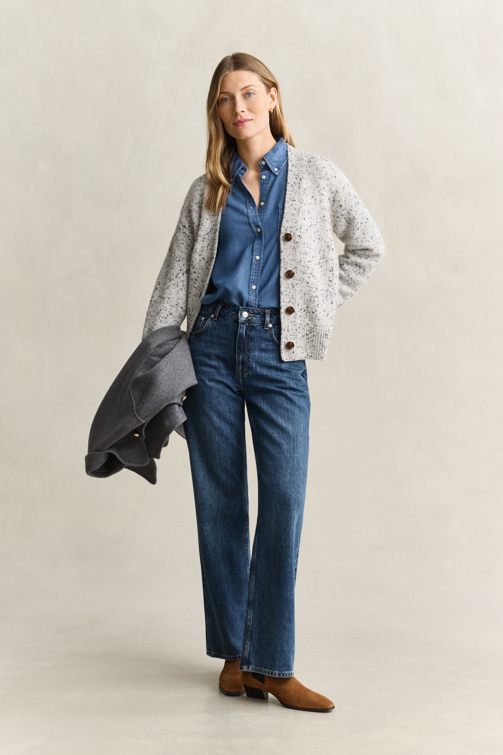 Wool Blend Nepps Cardigan