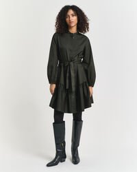 Cotton Satin Long Sleeve Dress