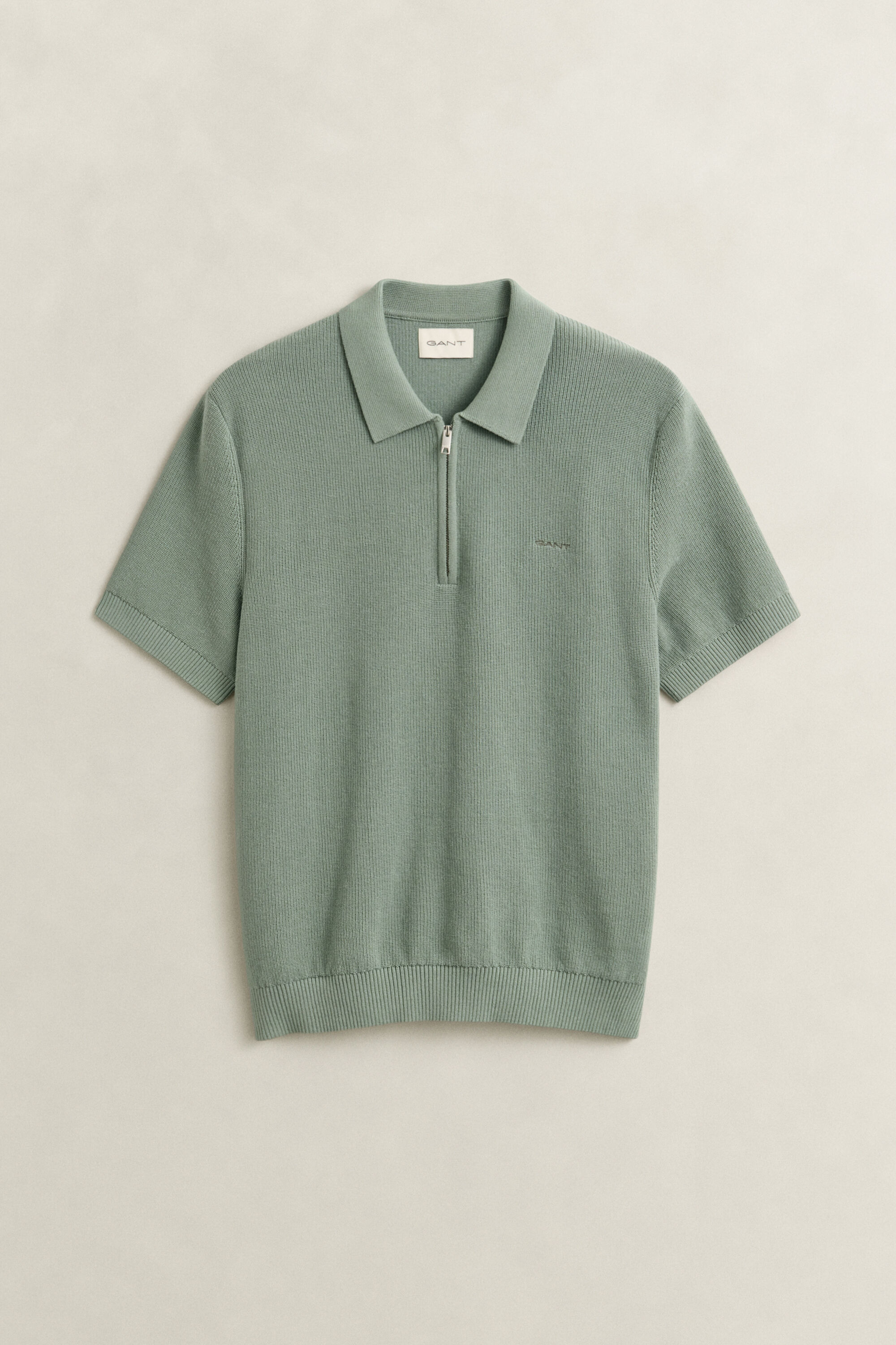 Ribbed Cotton Polo Sweater