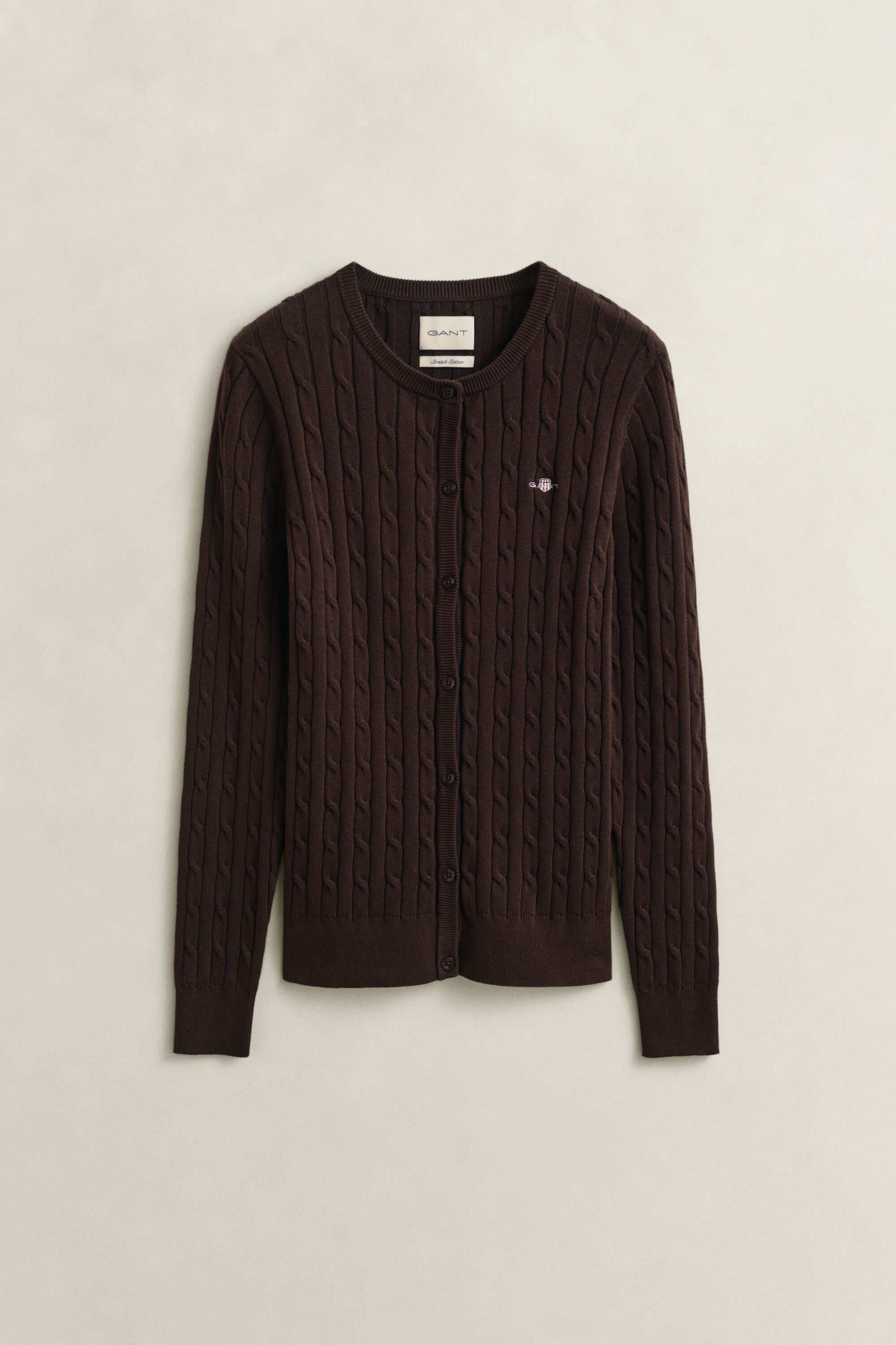 Stretch Cotton Cable Knit Cardigan