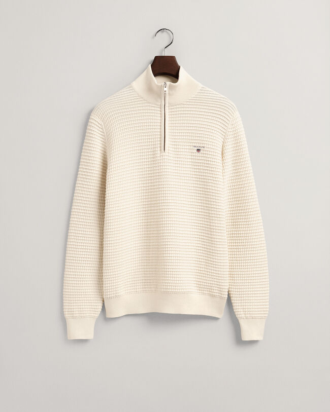 Cotton Texture Half-Zip Sweater