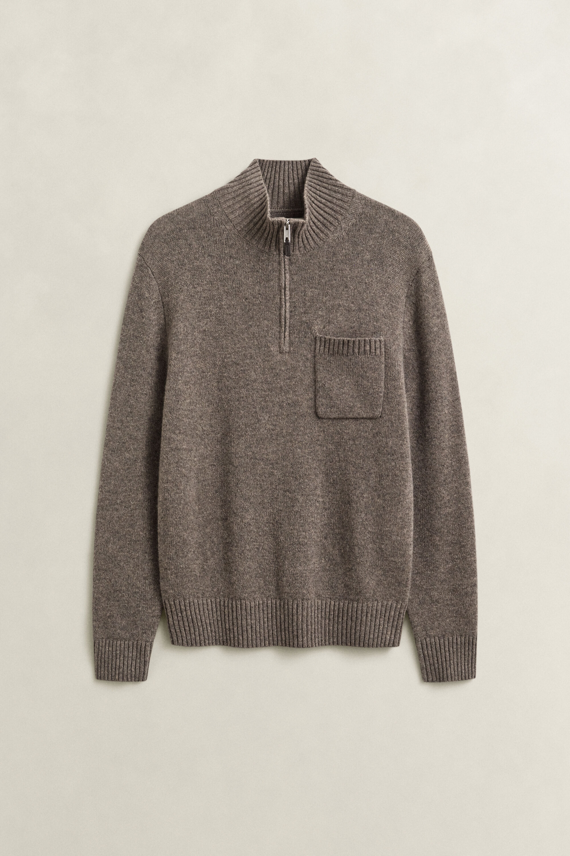 Cashmere Half-Zip Sweater — STONE MELANGE