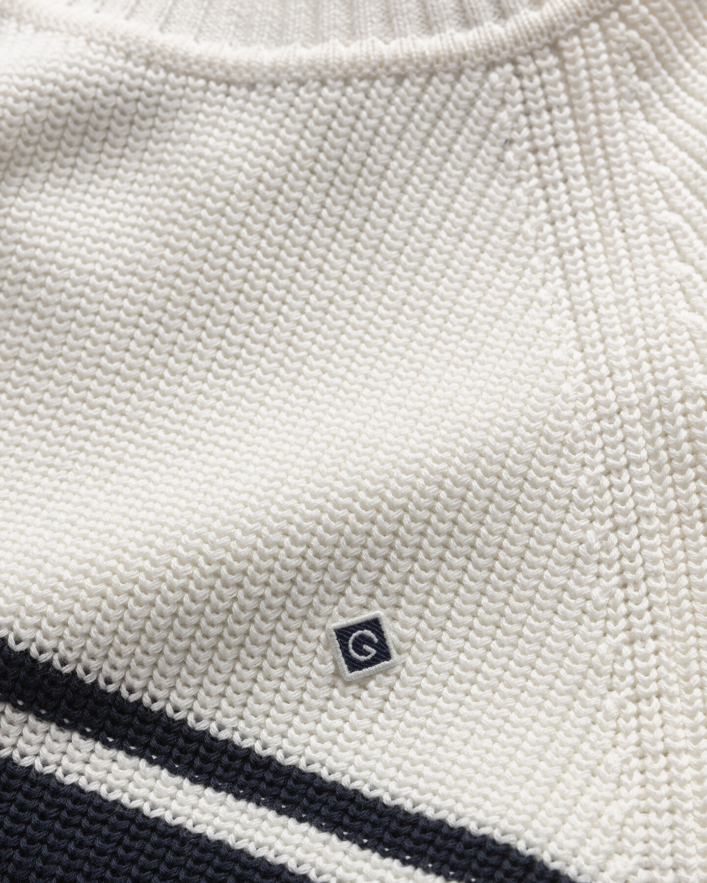 Cotton Rib Striped Crew Neck Sweater