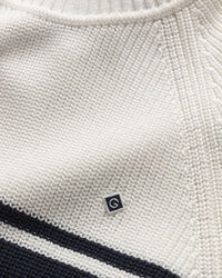 Cotton Rib Striped Crew Neck Sweater