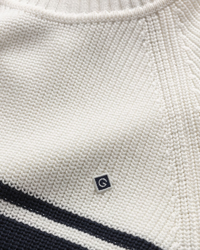 Cotton Rib Striped Crew Neck Sweater