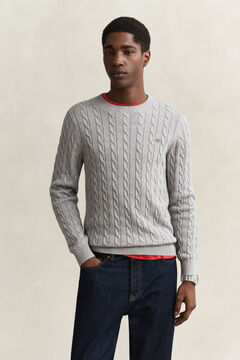 Classic Cable Knit Sweater — GREY MELANGE 4