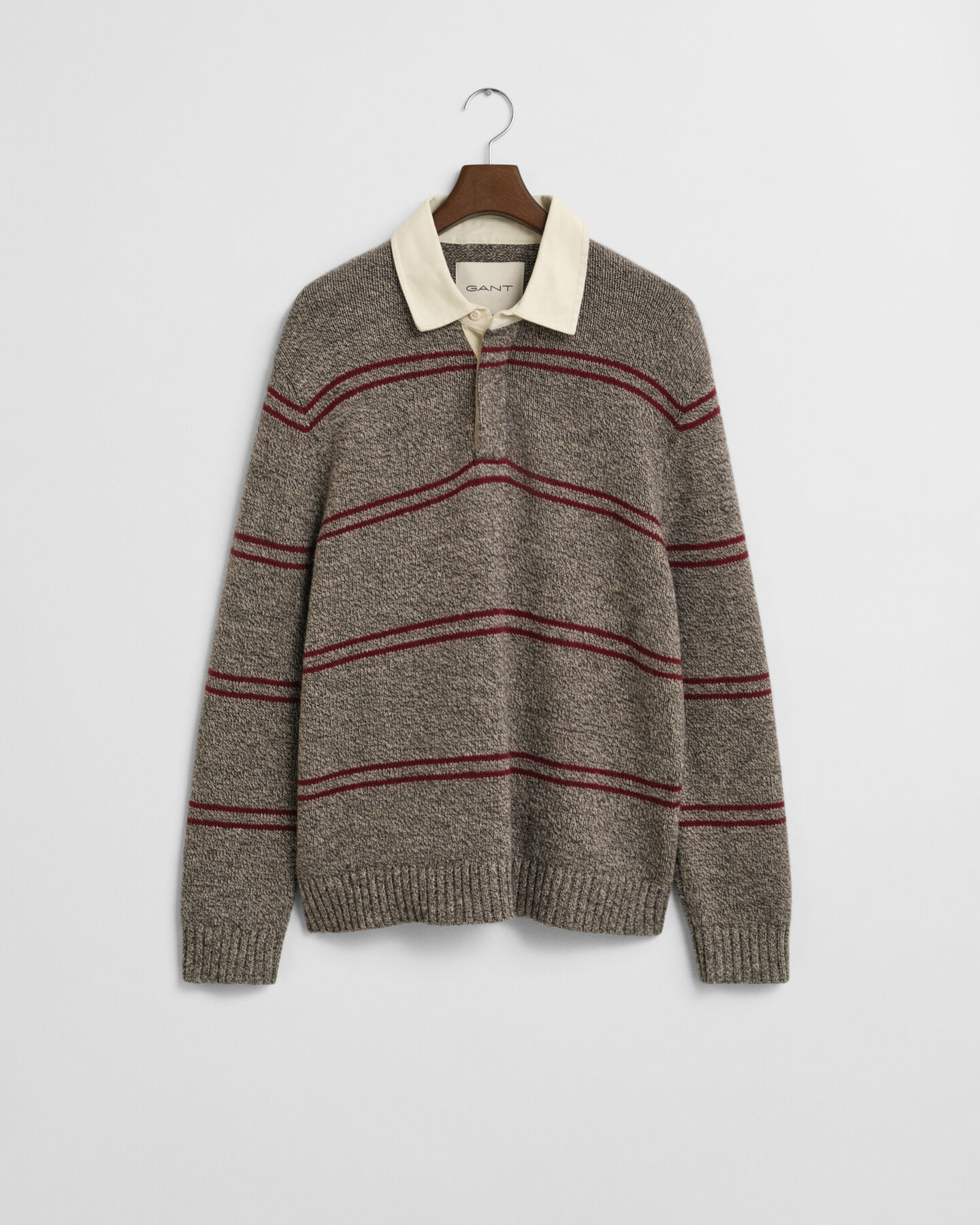 Striped Wool Blend Polo Sweater
