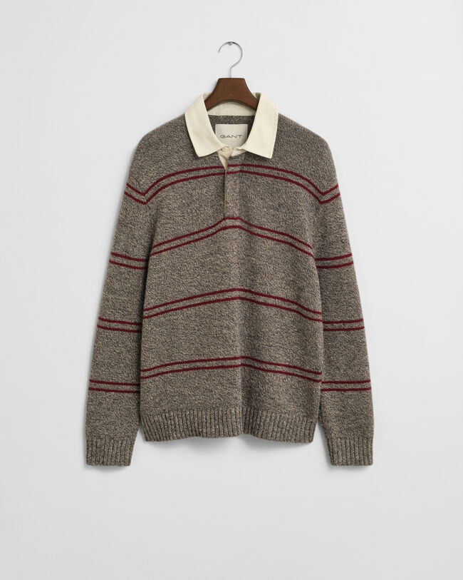 Striped Wool Blend Polo Sweater