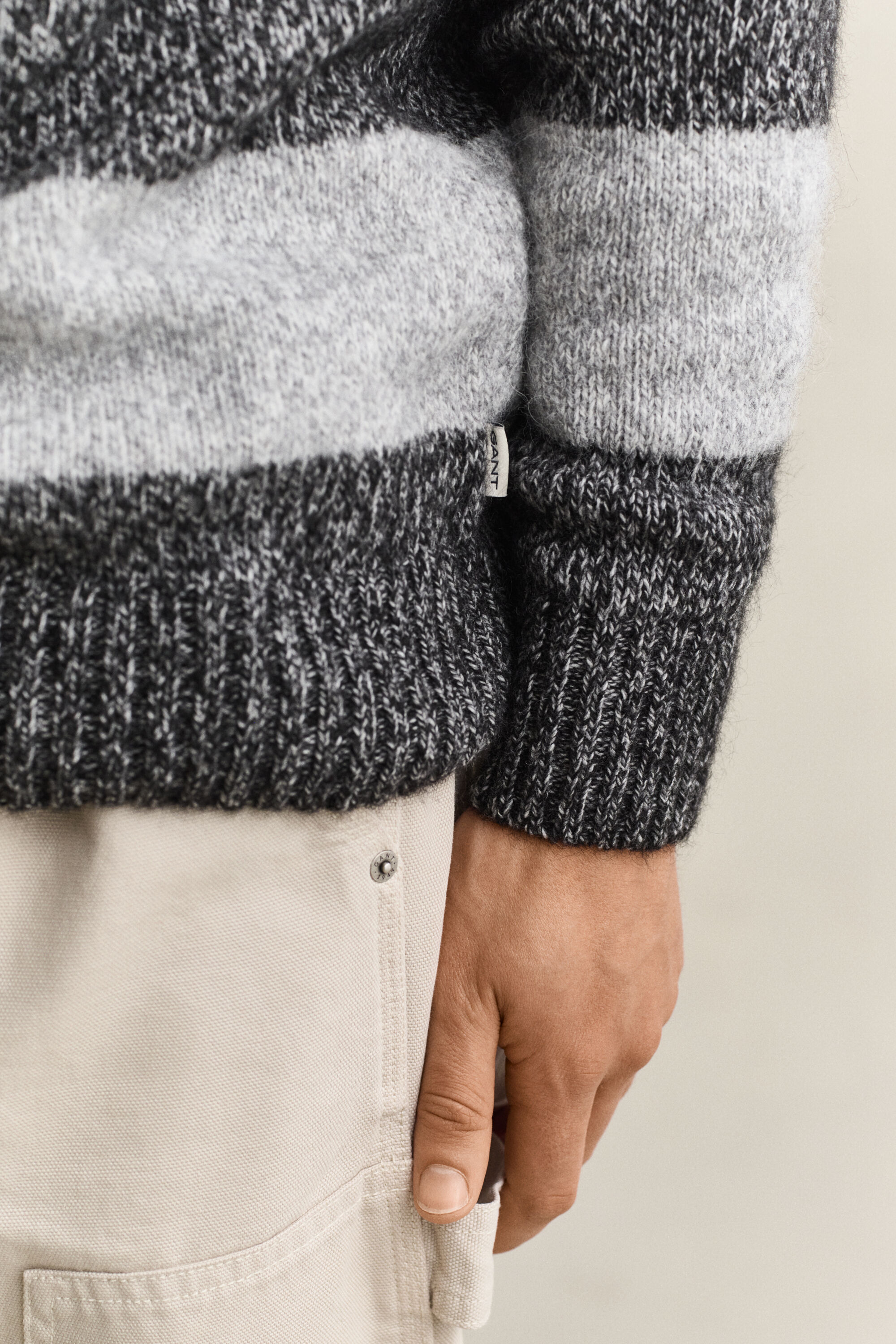 Striped Alpaca Wool Blend Polo Sweater