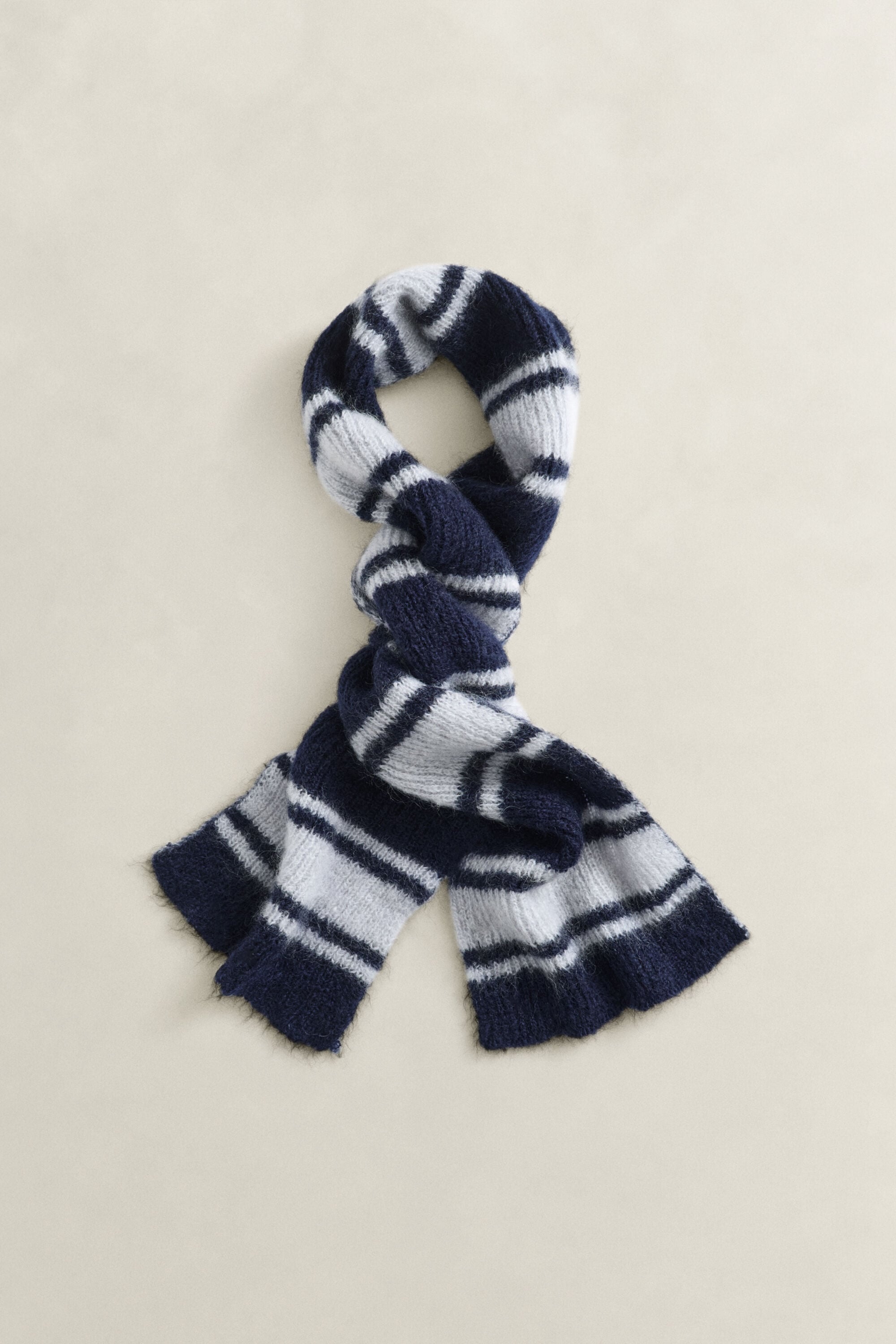 Striped Mohair Scarf — EVENING BLUE
