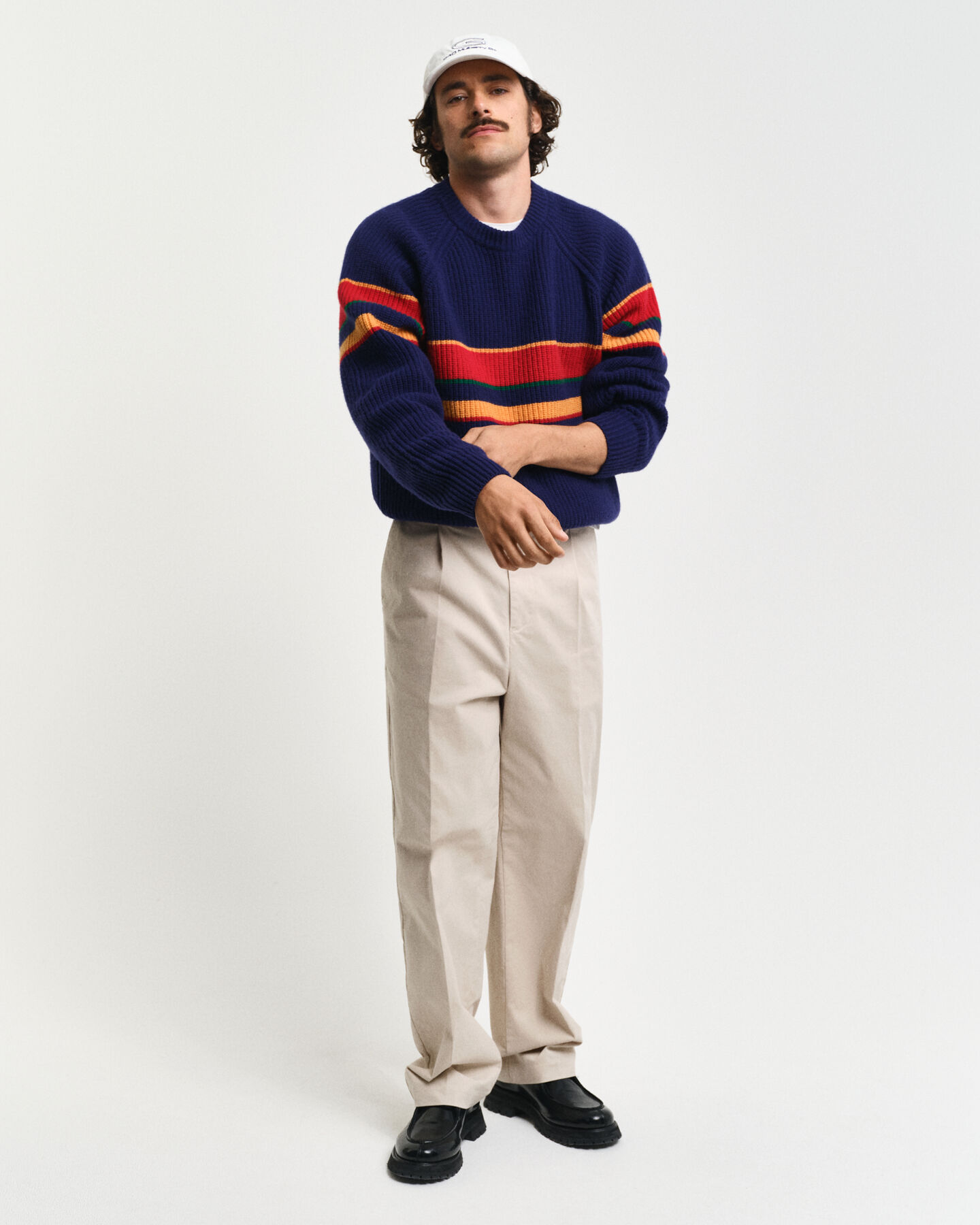 Striped Raglan Sleeves Crew Neck Sweater